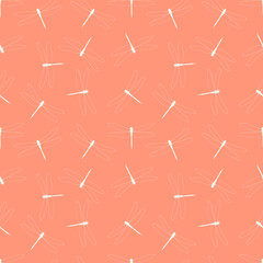 Dragonfly abstract Seamless pattern. Repeatable pattern with stylized insects. Dragonfly drawn like engineering element for web or textile background.