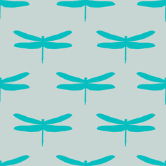 Dragonflies. vector seamless pattern. Blue dragonfly pattern. Kids texture.