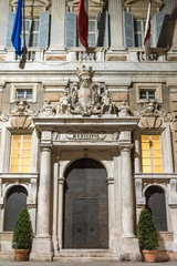 The entrance of the town hall of Genoa
