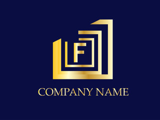 Golden F Logo Design Vector