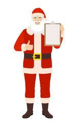 Santa Claus showing thumb up and holding clipboard