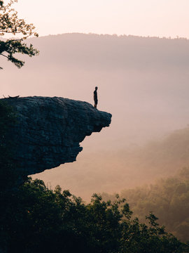 Man on cliff. Hawksbill Crag, Arkansas.