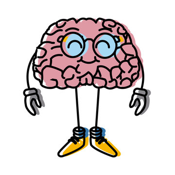 Cute brain cartoon icon vector illustration graphic design