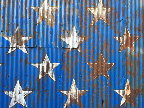 Close-up of rusty American flag