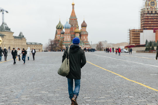 Man walking at Red Square, Moscow