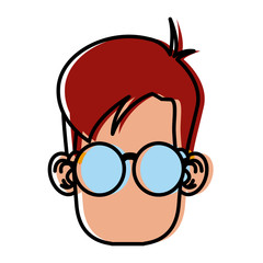 Cute boy with glasses cartoon icon vector illustration graphic design