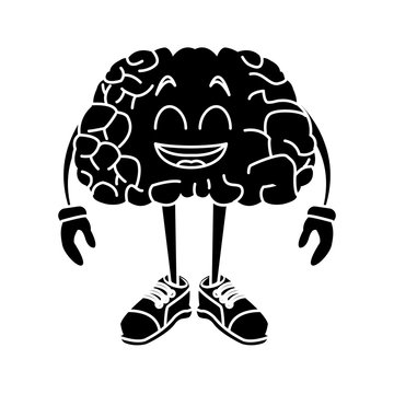 Cute brain cartoon icon vector illustration graphic design