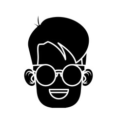 Cute boy with glasses cartoon icon vector illustration graphic design