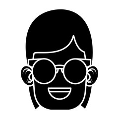 Cute girl with glasses cartoon icon vector illustration graphic design