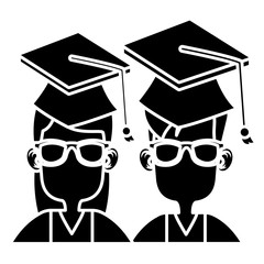 Students in graduation icon vector illustration graphic design