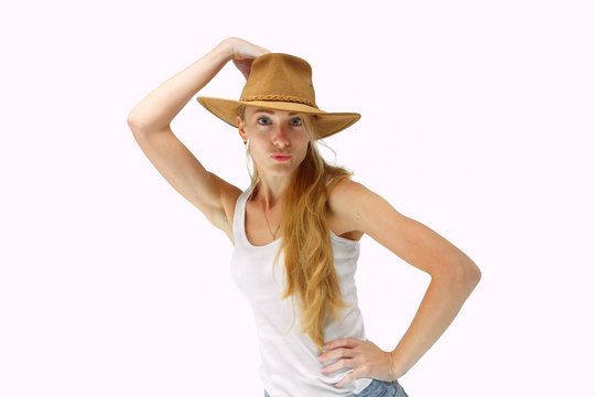 Young lady in cowboy hat