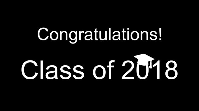 Congratulations Class of 2018 white on black banner