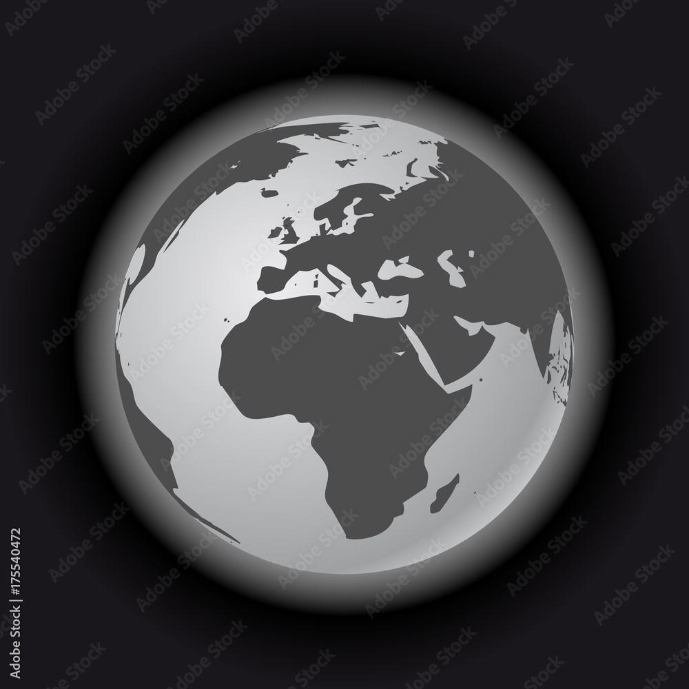 Poster abstract globe with world map. 3d vector illustration.