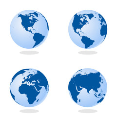 Set of Abstract Globe with World Map. 3D Vector Illustration.