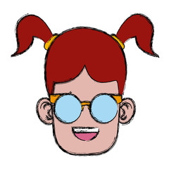 Cute girl with glasses cartoon icon vector illustration graphic design