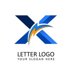 Letter x ELECTRICAL Alphabet Logo