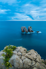 Rock formation in the sea at Urros area on Cantabria