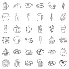 Berry icons set, outline style
