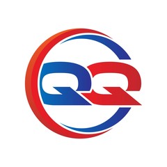 qq logo vector modern initial swoosh circle blue and red