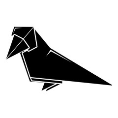 Origami bird icon, simple black style