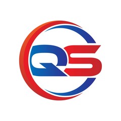 qs logo vector modern initial swoosh circle blue and red