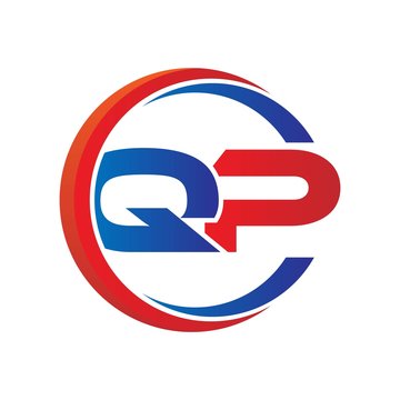 qp logo vector modern initial swoosh circle blue and red
