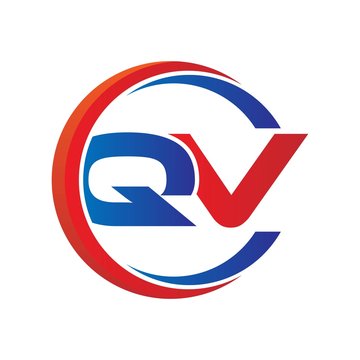 qv logo vector modern initial swoosh circle blue and red