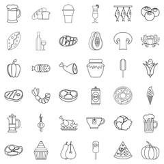 Bottle icons set, outline style