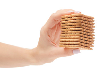 stack of cookies in hand
