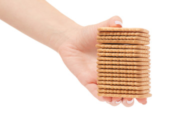 stack of cookies in hand