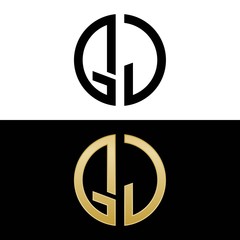 qj initial logo circle shape vector black and gold