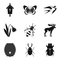 Herbivorous icons set, simple style