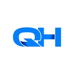 Obraz premium qh logo initial logo vector modern blue fold style