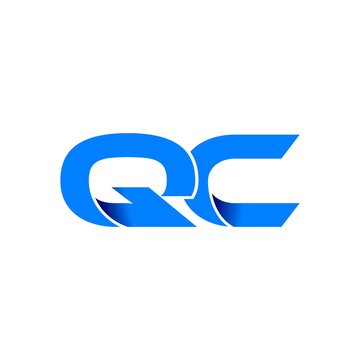 qc logo initial logo vector modern blue fold style
