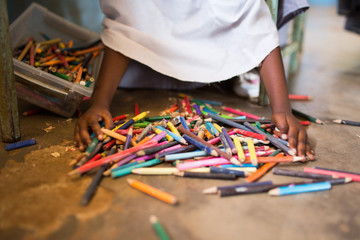 Colored Pencils Black Child