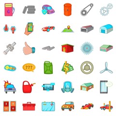 Transport icons set, cartoon style