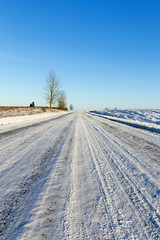 Fototapeta na wymiar empty road with snow