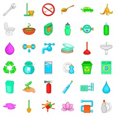 Recycle icons set, cartoon style