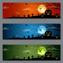 Halloween colorful vector banners collection