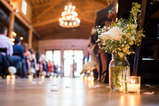 Wedding Ceremony Aisle Blurred Out Flowers