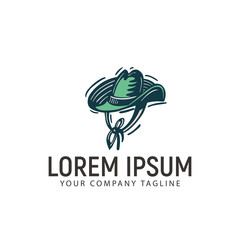 coboy hat retro hand drawn logo design concept template