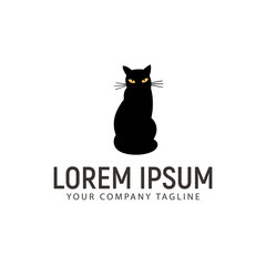 black cat  logo design concept template