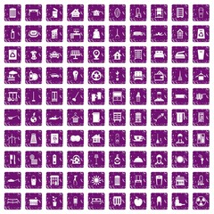 100 cleaning icons set grunge purple