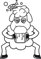 bier trinken saufen oktoberfest durstig krug glas müde lamm baby lustig klein süß niedlich comic cartoon schaf ziege wolle bauer bock müde cool
