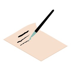 Write brush icon, isometric 3d style