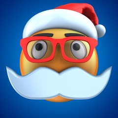 Fototapeta premium 3d orange emoticon smile with christmas hat