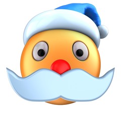 3d orange emoticon smile with Christmas hat
