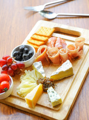 wine snacks set. Cheese variety