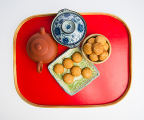 Peanut cookies or Chinese traditional peanut cookies on a background.