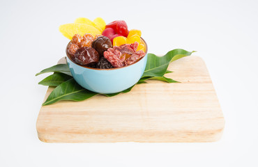preserved fruits or mix preserved fruits on the background.